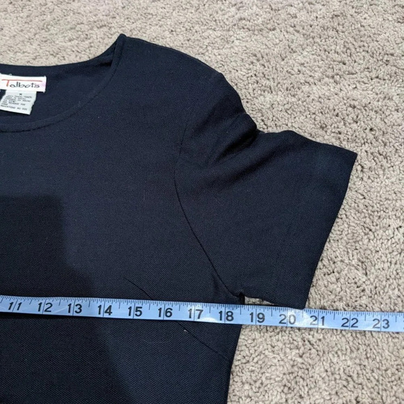 Talbots Tencel Black Short Sleeve Pique Knit Dress Size Medium - Picture 7 of 8